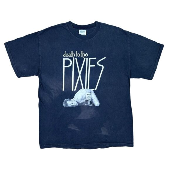 Vintage M&O Knits Pixies Death To The Pixies Crew Neck Tee - Size Large - Picture 1 of 4
